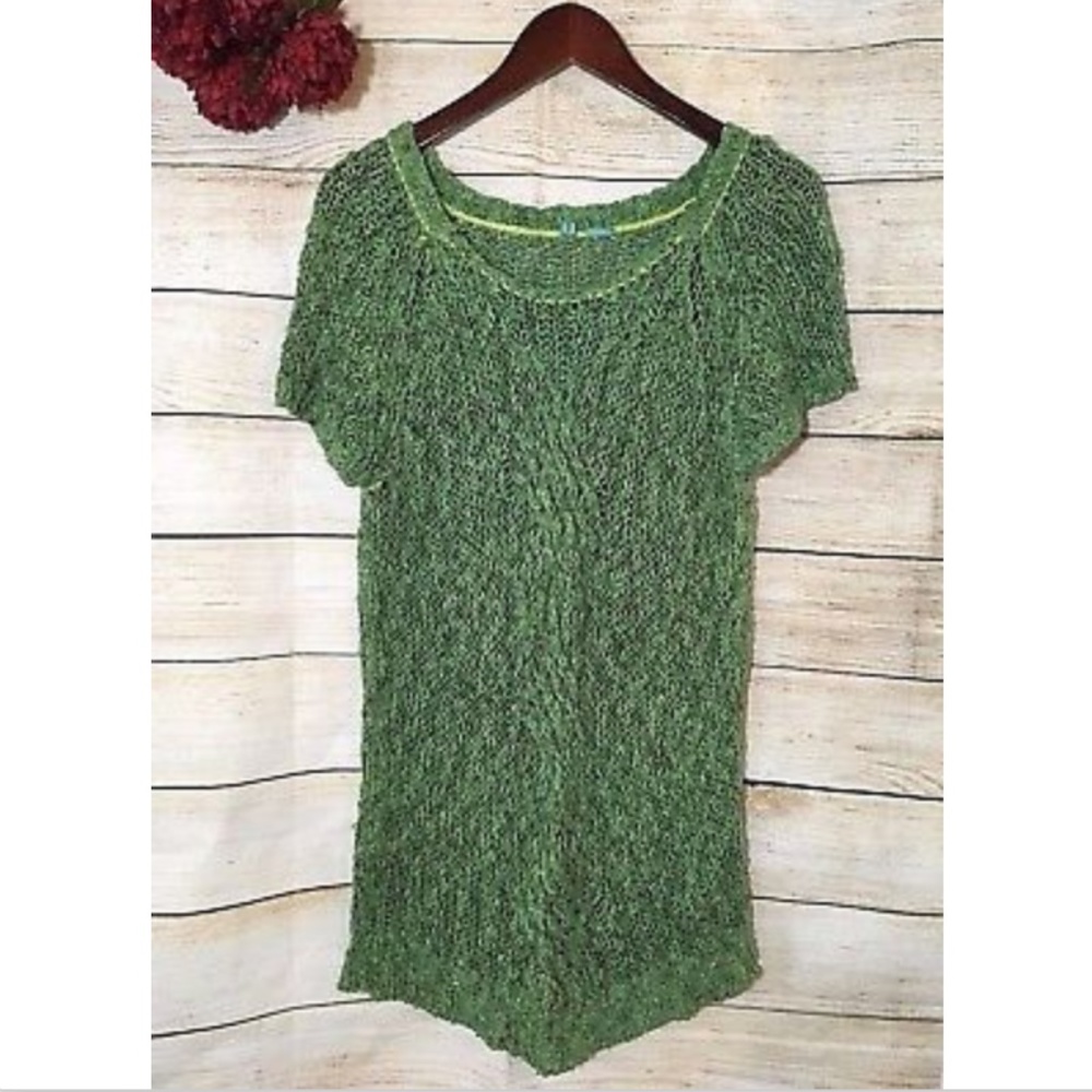 MOTH Green Cable Knit Short Sleeve Sweater Dress